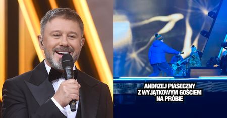 Urocza interakcja na próbie przed "Sylwestrem z Dwójką". Andrzeja Piasecznego odwiedził na scenie niespodziewany gość