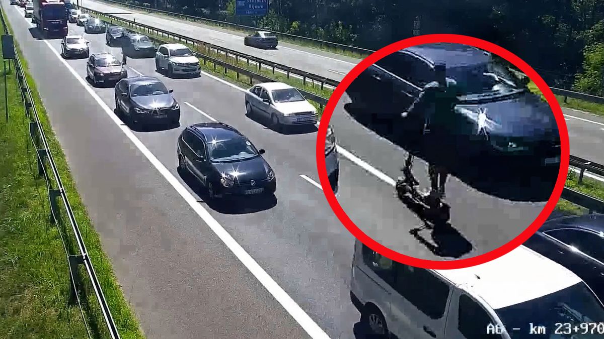 hulajnoga, autostrada a6, autostrada, policja, gddkia Hulajnogą pod prąd na autostradzie. Szybki finał akcji na A6