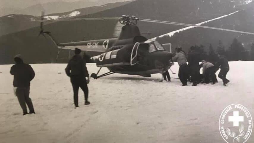 Śląskie. 60 lat temu na Rysiance po raz pierwszy w polskich górach użyto śmigłowca podczas akcji ratunkowej.