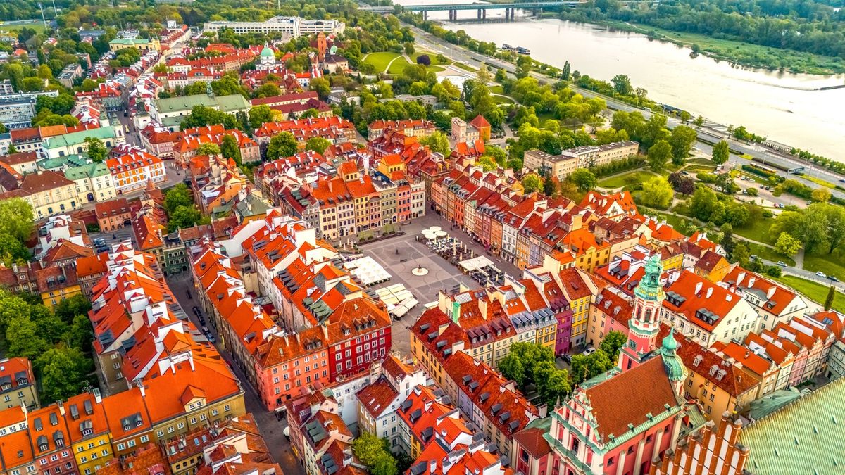 Stare Miasto w Warszawie z lotu ptaka
