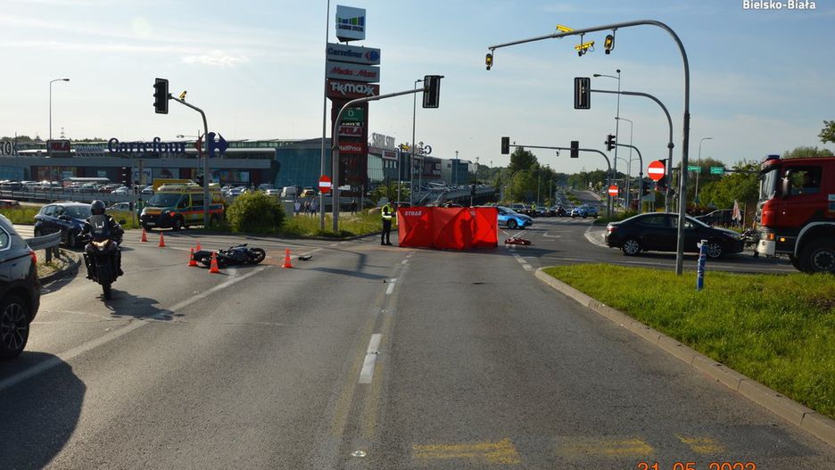 Śmiertelny wypadek motocyklisty w Bielsku-Białej