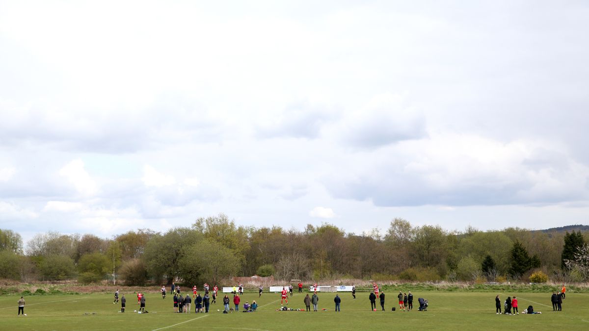 Amateur football is played next to the Wham Staidum before the Sky Bet League One match at The Wham Stadium, Accrington. Issue date: Saturday May 1, 2021. (Photo by Barrington Coombs/PA Images via Getty Images)