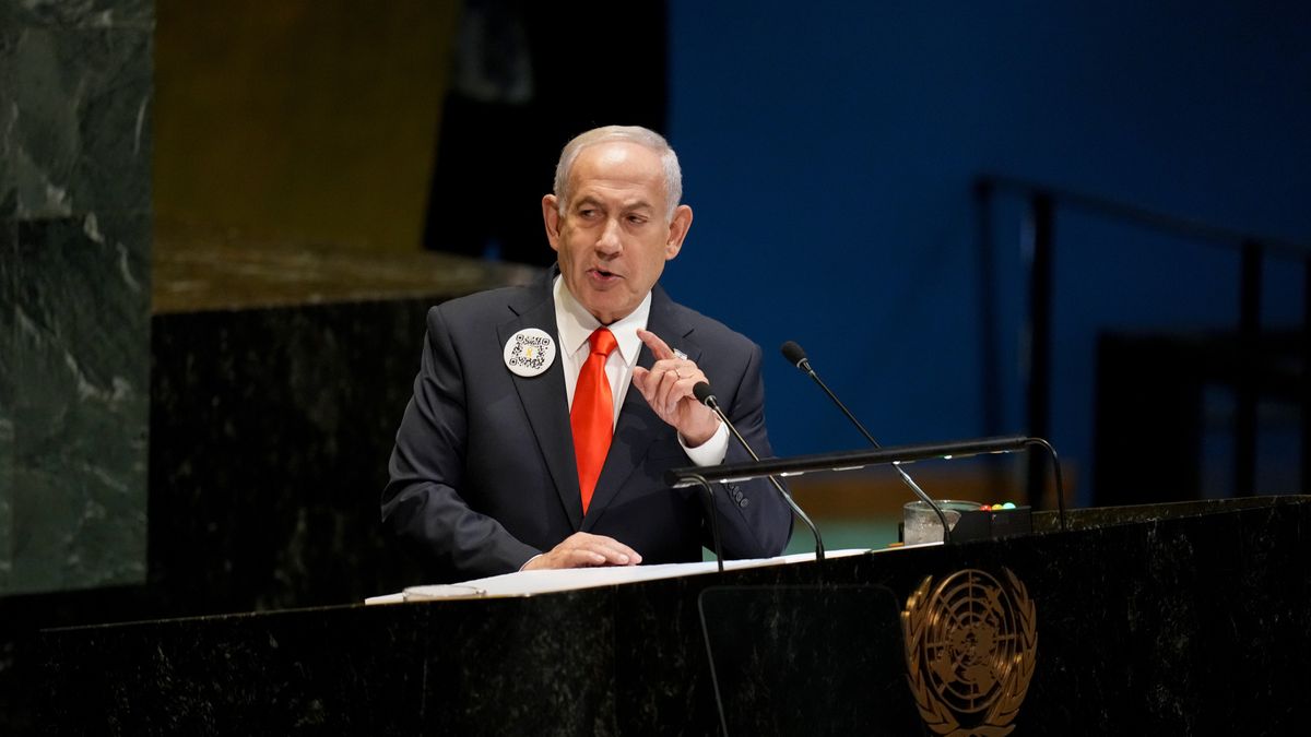 Benjamin Netanyahu, Israel's prime minister, during the United Nations General Assembly (UNGA) in New York, US, on Friday, Sept. 26, 2025. The United Nations General Assembly, which opened Tuesday, brings more than 150 world leaders and their entourages into Midtown - a convergence that has been compared to hosting the Super Bowl every day for a week, across an entire neighborhood. Photographer: David Dee Delgado/Bloomberg via Getty Images