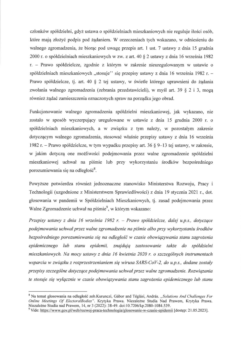 Odpowiedzi Krajowej Rady Spółdzielczej