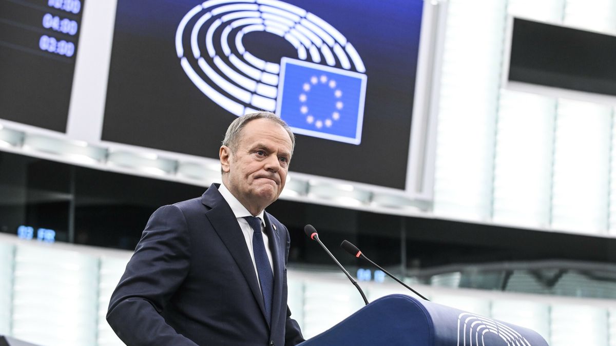 Przem�wienie ministra Tuska w parlamencie Unii Europejskiej
Polish Prime Minister Donald Tusk delivers his speech during the presentation of the programme of activities of the Polish Presidency, at the European Parliament, Wednesday, Jan. 22, 2025 in Strasbourg, eastern France. (AP Photo/Pascal Bastien)
Pascal Bastien