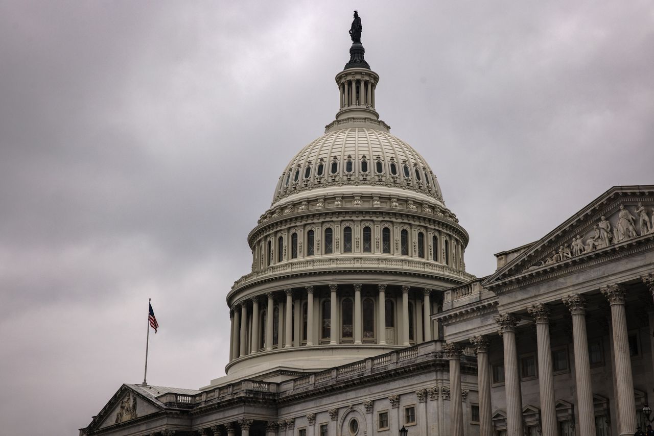 WASHINGTON, DC - FEBRUARY 11: The U.S. Capitol building is seen on February 11, 2024 in Washington, DC. The Senate is convening for a rare Sunday session to vote on a supplementary spending bill that includes military aid for Ukraine, Israel, and Taiwan without addressing border security after Republicans in the House abandoned an agreement that they initially agreed to. (Photo by Samuel Corum/Getty Images)