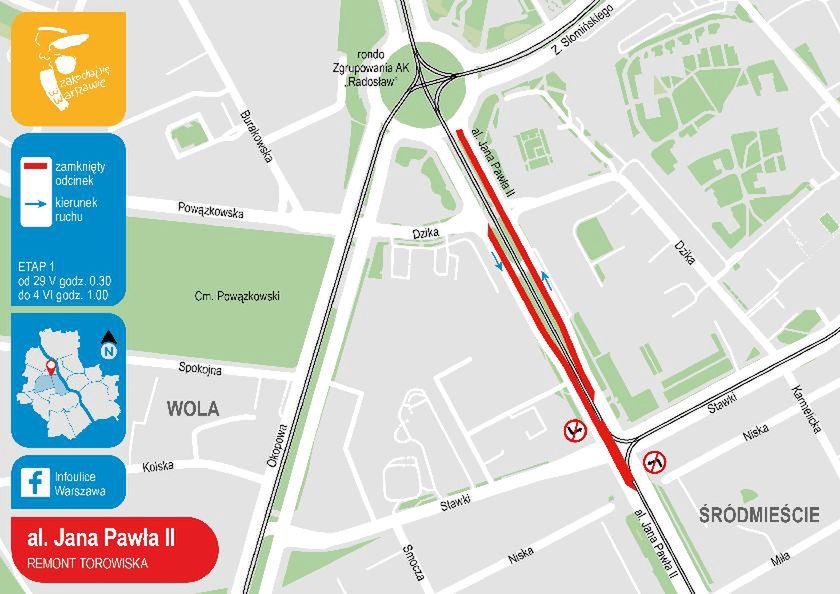 Warszawa. Mieszkańców okolic al. Jana Pawła II czekają komunikacyjne utrudnienia. Przez tydzień trwać będzie remont tramwajowego torowiska