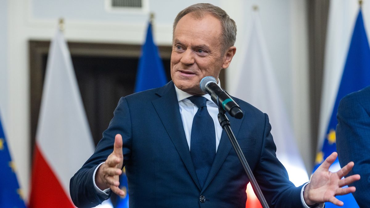 The Leaders Of Polish Opposition Parties Have Signed A Coalition Agreement
Donald Tusk during the signing of the coalition agreement regarding the tasks of establishing a new government in Poland in Warsaw, Poland on November 10, 2023

 (Photo by Andrzej Iwanczuk/NurPhoto via Getty Images)
NurPhoto
nurphoto, general news, november 10, 10th november 2023, warsaw - poland