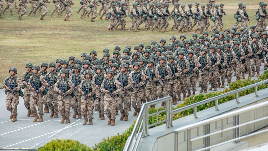 Na terenie poligonu wojskowego w regionie Mongolia Wewnętrzna w Chinach zbudowano makietę przedstawiające dzielnicę rządową stolicy Tajwanu. Zdjęcie ilustracyjne 