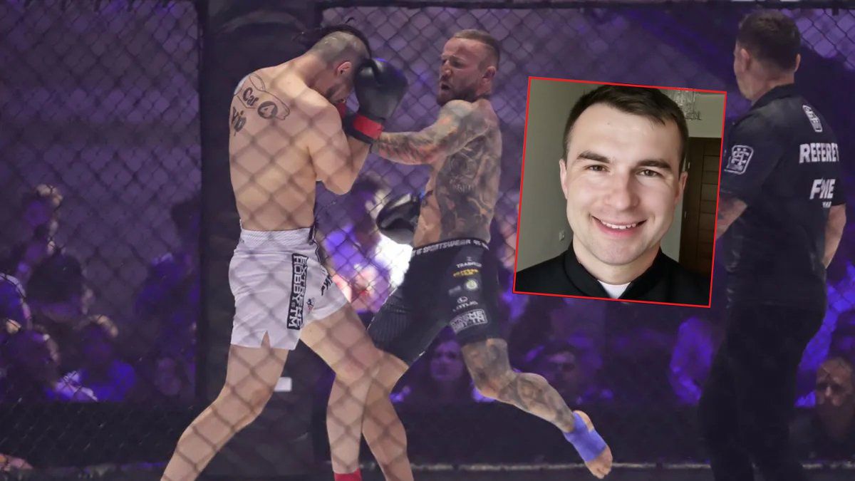 Na zdjęciu: Walka z gali Fame MMA i ksiądz Sebastian Picur