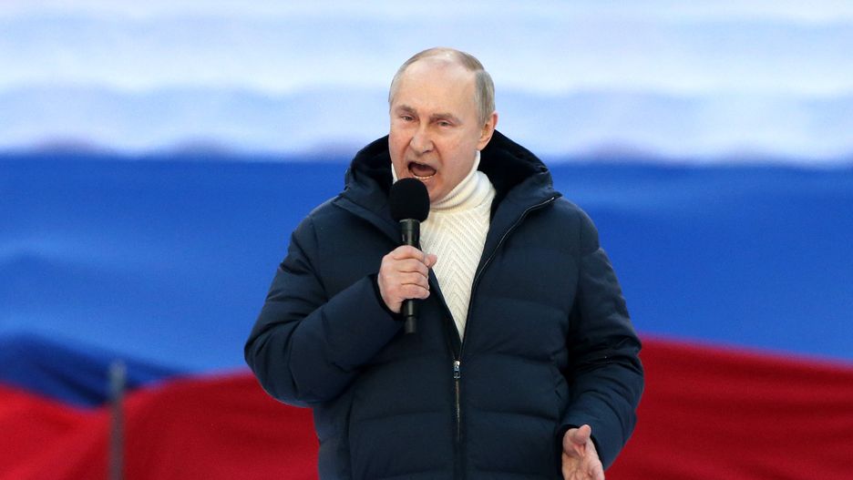 President Putin Addresses Supporters On Anniversary Of Annexation Of Crimea
MOSCOW, RUSSIA - MARCH 18: (RUSSIA OUT) Russian President Vladimir Putin speaks during a concert marking the anniversary of the annexation of Crimea, on March 18, 2022 in Moscow, Russia. Thousands people gathered at Luznkiki Stadium to support President Putin, the annexation of Crimea and the conflict in Ukraine. (Photo by Getty Images)
Contributor