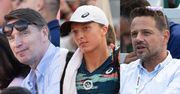 Tomasz Lis, Rafał Trzaskowski i Agata Świątek dopingowali Igę Świątek podczas meczu z Caroline Garcią (ZDJĘCIA)