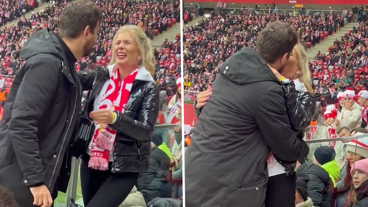 Zaręczyny na meczu Polski z Estonią