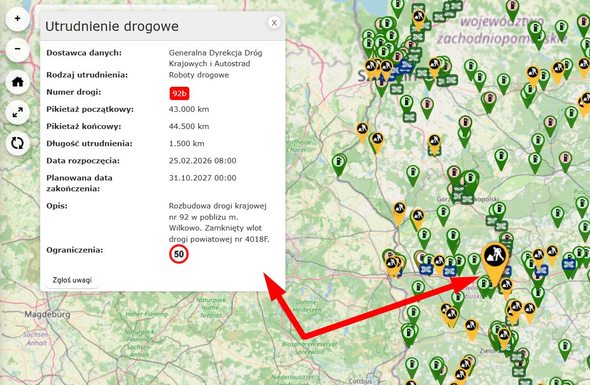 Przykładowa informacja z mapy