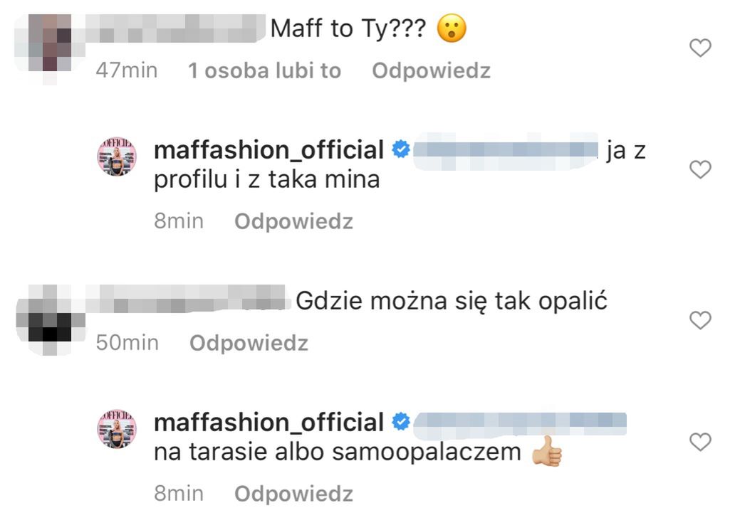 Komentarze pod postem Maffashion
