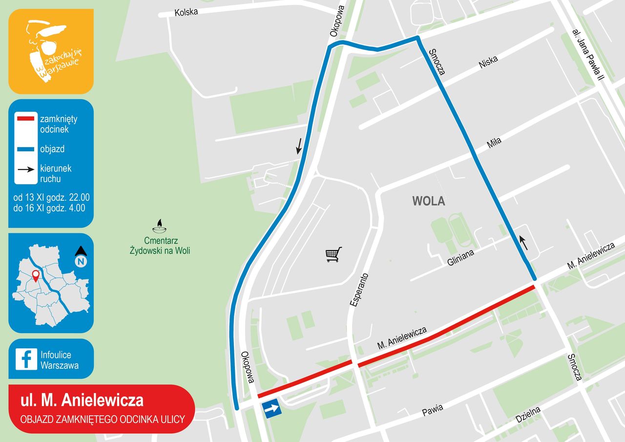 Warszawa. Drogowcy pracują na ul. Anielewicza