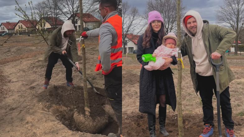 Antek Królikowski posadził z partnerką i córką drzewo
