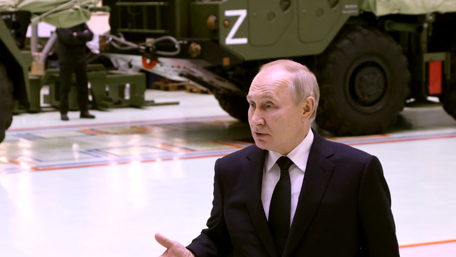 SAINT PETERSBURG, RUSSIA - JANUARY 18: (RUSSIA OUT) Russian President Vladimir Putin speaks as he meets with workers at the Obukhov State Plant, January 18, 2023 in Saint Petersburg, Russia.  (Photo by Contributor/Getty Images)