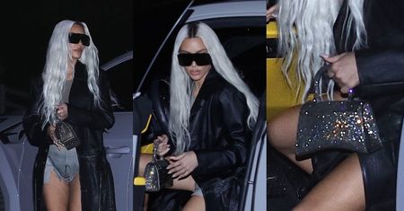 Siwowłosa Kim Kardashian obnaża przed światem swoje DŻINSOWE MAJTKI (ZDJĘCIA)