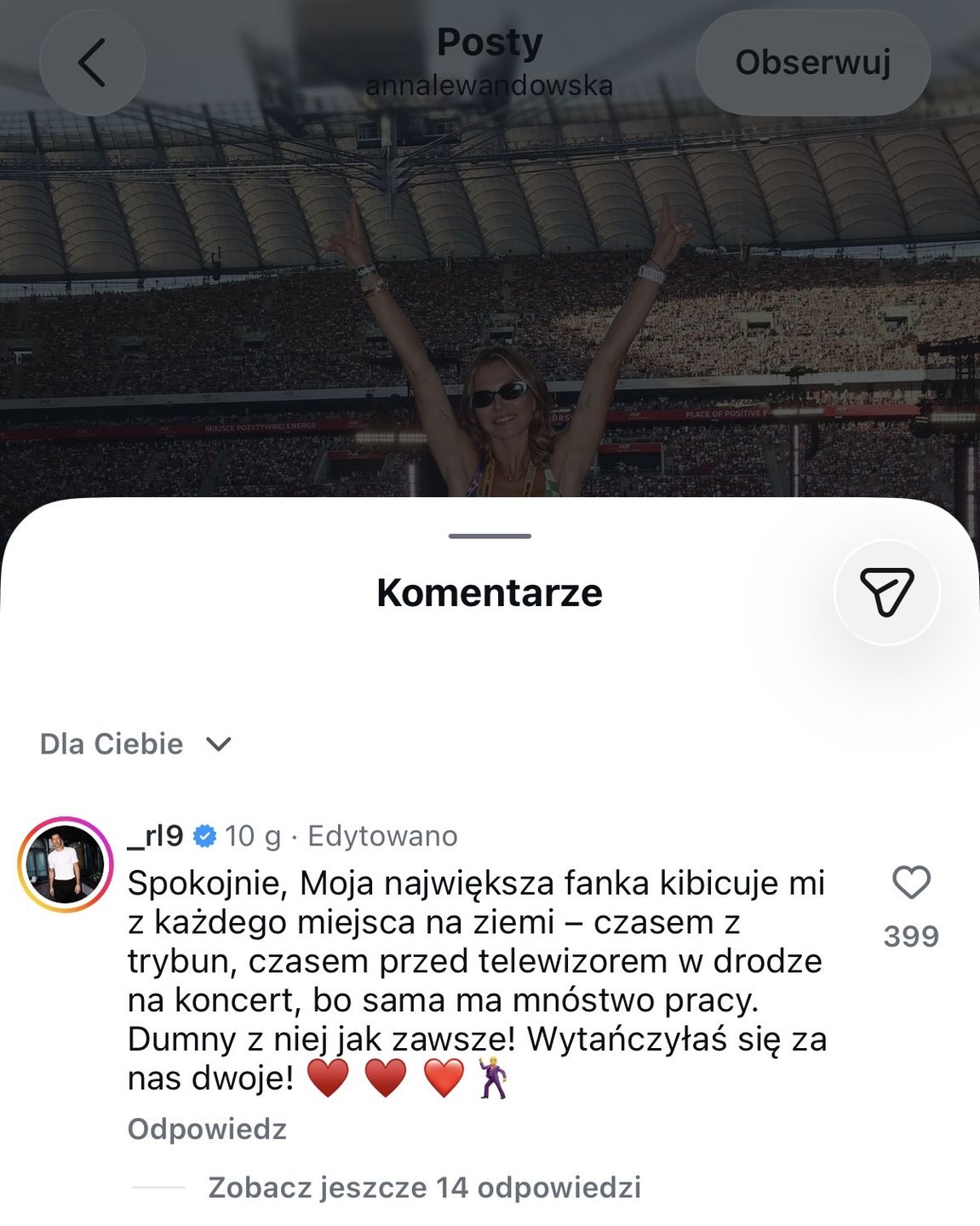 Robert Lewandowski staje w obronie żony 