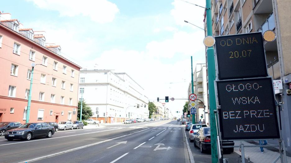 Poznań. Remont Rynku Łazarskiego. Ulica Głogowska nieprzejezdna