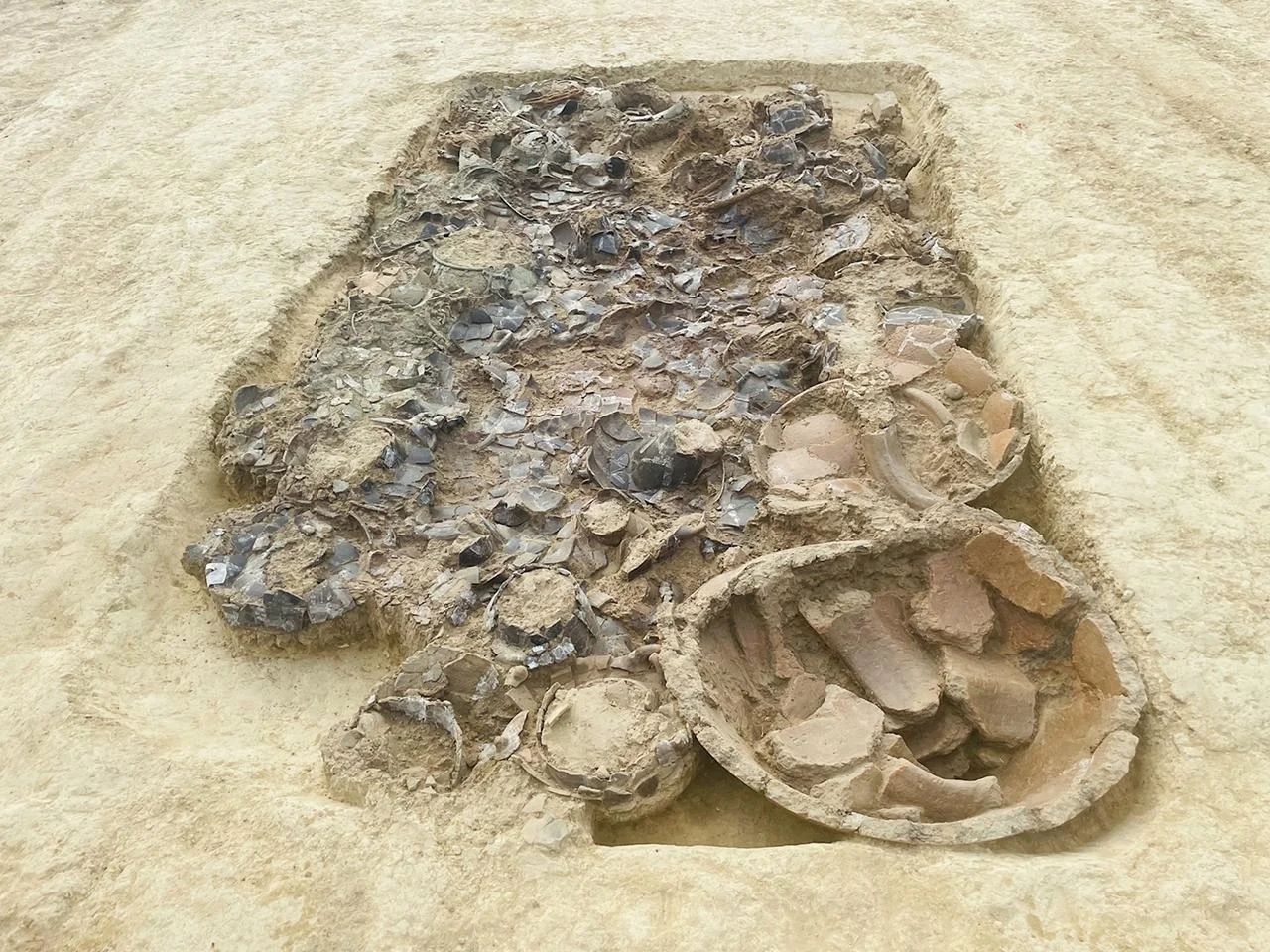 The burial discovered in the necropolis contains many valuable artefacts.