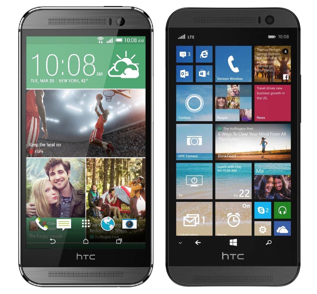 One (M8) z Androidem (z lewej) i Windows Phone (z prawej)