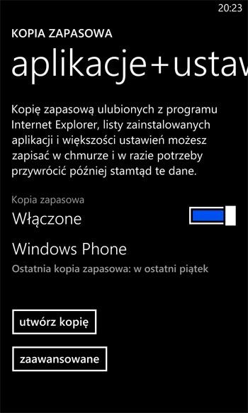 Ustawienia telefonu z WP8