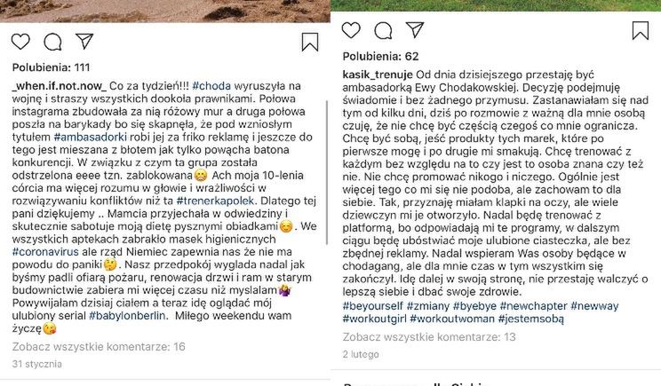 Posty byłych ambasadorek Ewy Chodakowskiej