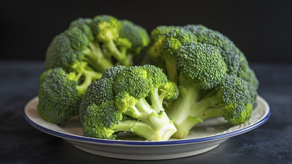 Fresh and green broccoli on a plate