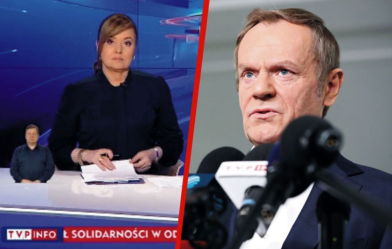 "Wiadomości" TVP w swoim stylu. Tusk trzy razy