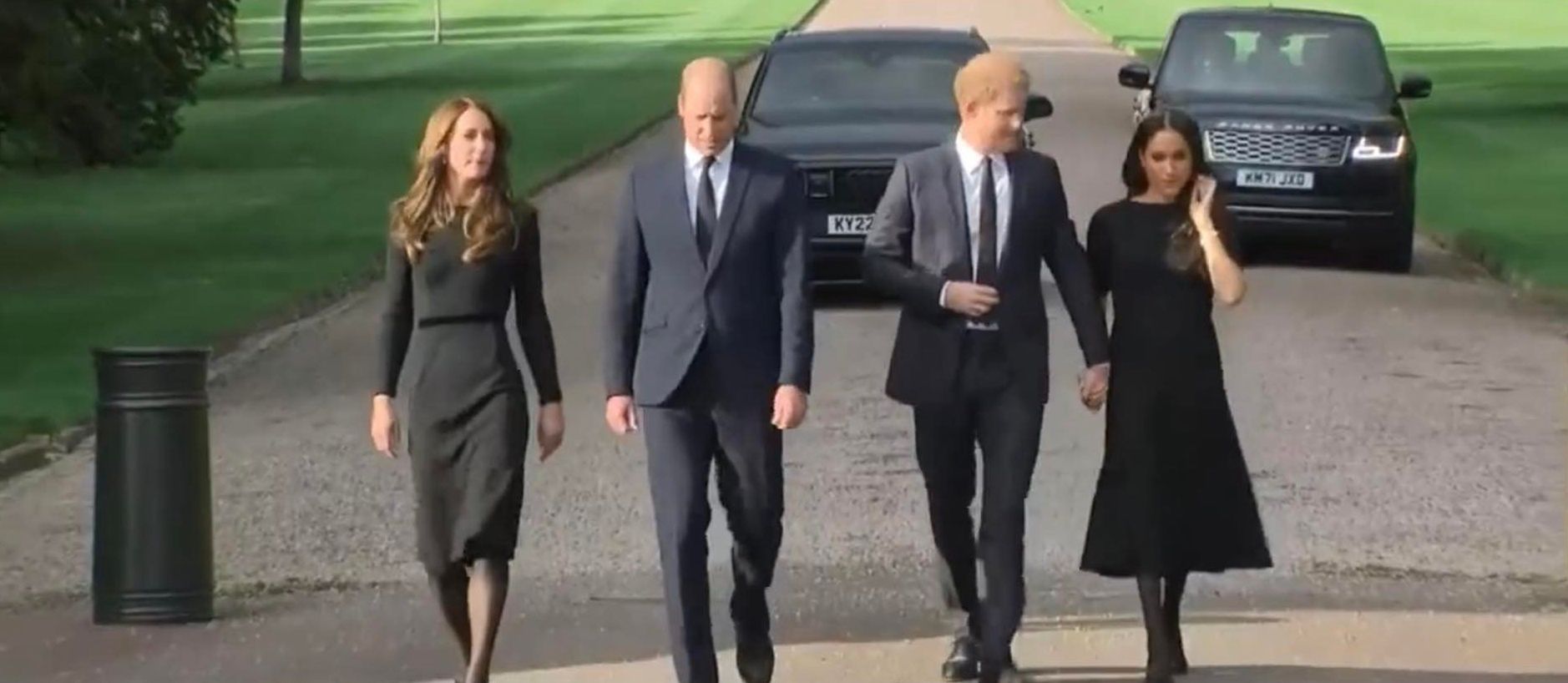 Książęta William i Harry z Kate Middleton i Meghan Markle w Windsorze