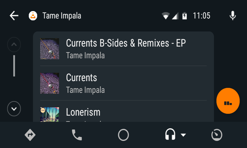 Wybór albumów danego wykonawcy (VLC w wersji 3.1 Beta RC4).