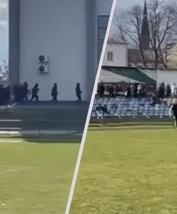 Wbiegają z wrzaskiem na stadion. Na trybunach popłoch