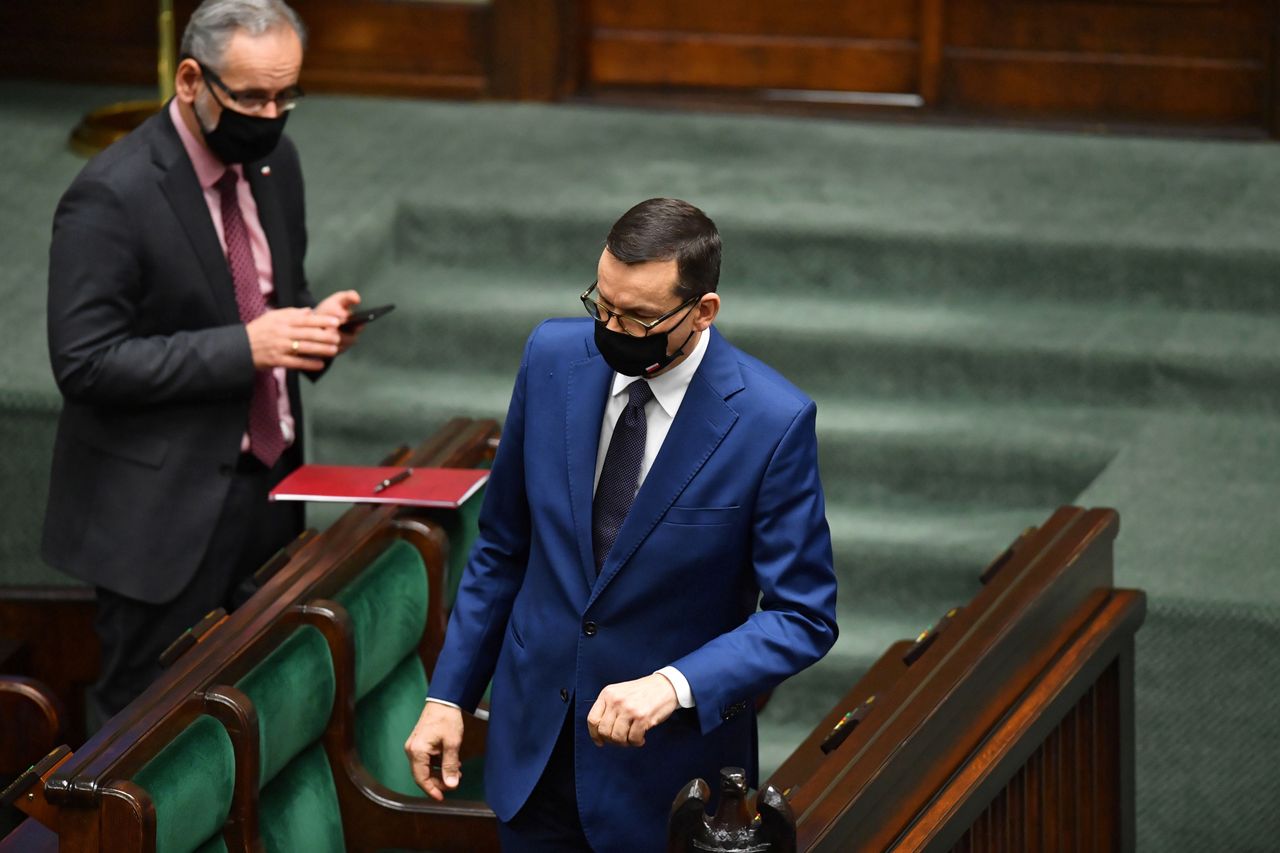 Na zdjęciu minister Adam Niedzielski oraz premier Mateusz Morawiecki