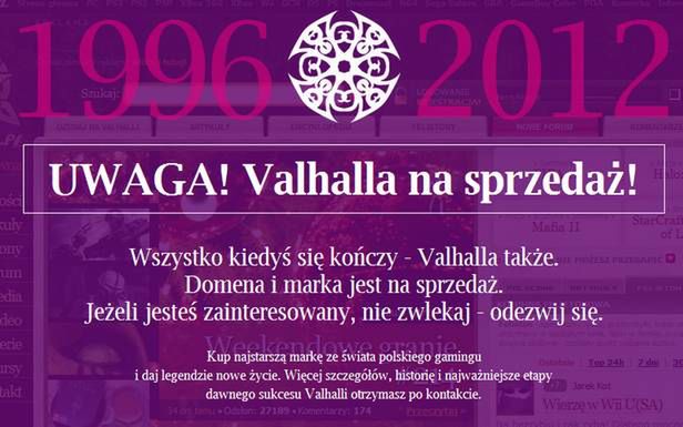 Valhalla.pl wystawiona na sprzedaż