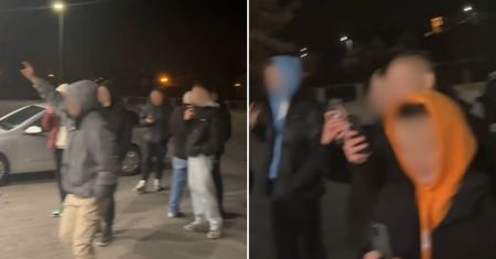 Sceny przed Biedronką. Ludzie wyciągnęli telefony