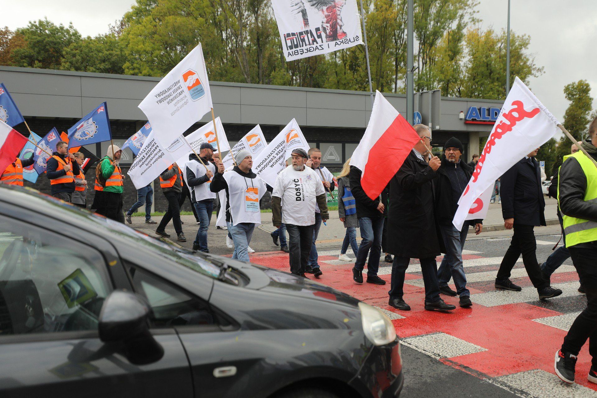 Protest hutników i koksowników w Dąbrowie Górniczej