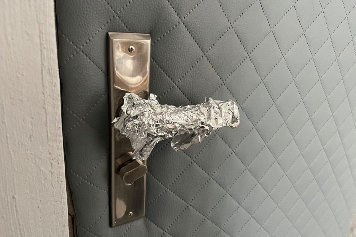 Wrap the doorknob. It will protect you from theft.