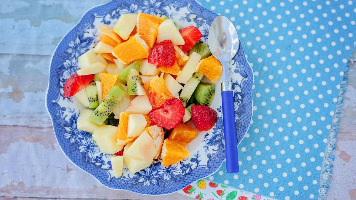 plate of fruit salad, close-up
overhead shot of a plate of fruit salad
Carol Yepes