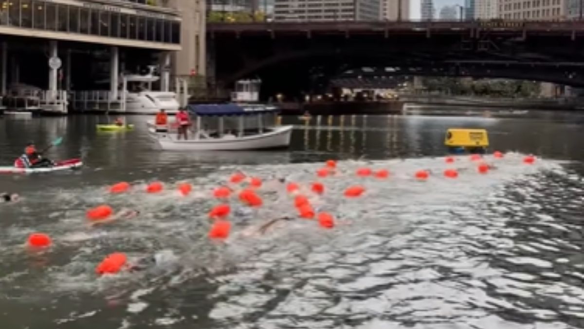 Pływacy wskoczyli do Chicago River po raz pierwszy od 100 lat