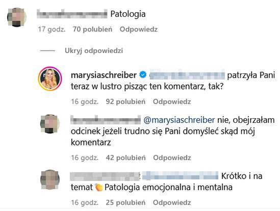 Marianna Schreiber wdała się w dyskusję z internautką