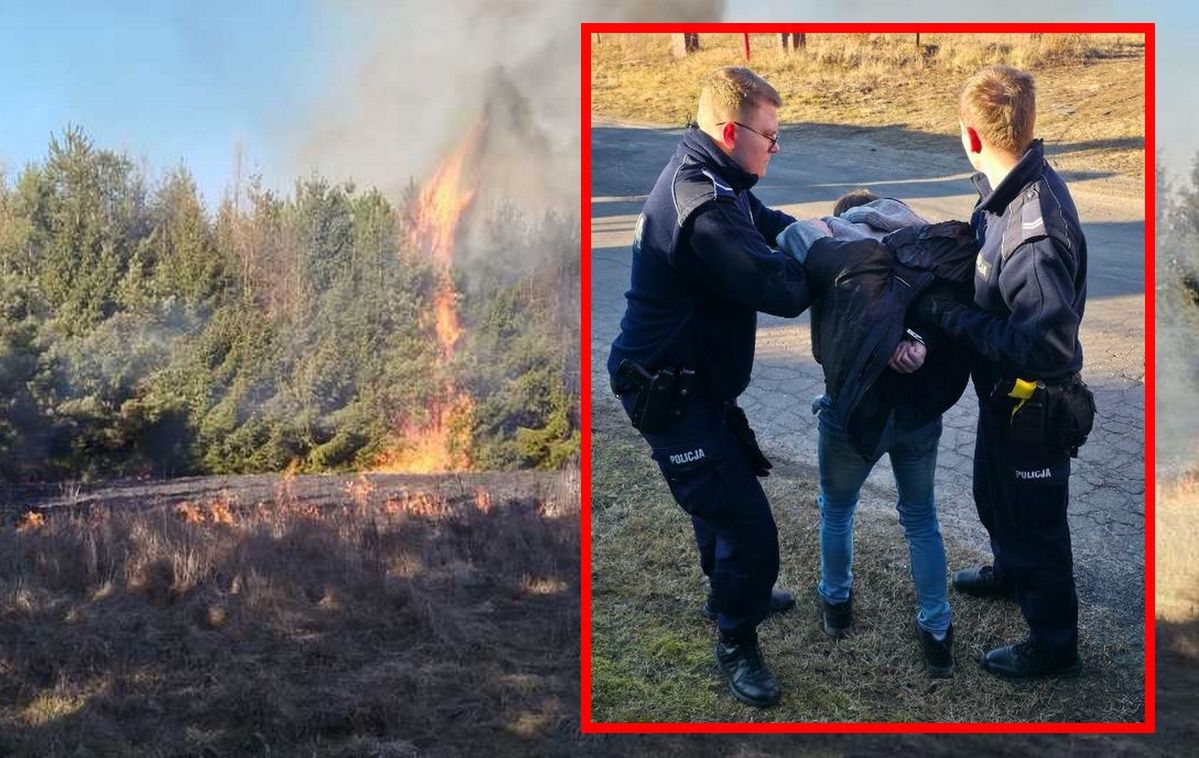 Podejrzany o podpalenia w rękach policjantów. Odpowie też za znieważenie funkcjonariusza