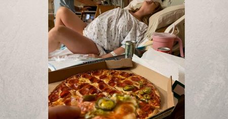 Ona rodziła, on jadł pizzę. Zdjęcie zamieścił w social mediach