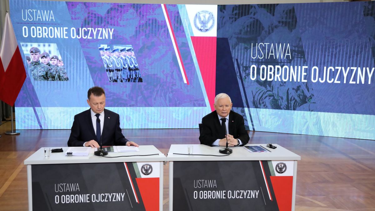 Jaros�aw Kaczy�ski, Mariusz B�aszczakobrona, polityka, prezentacja, ustawa, ustawa o obronie ojczyzny, za�o�e� ustawy