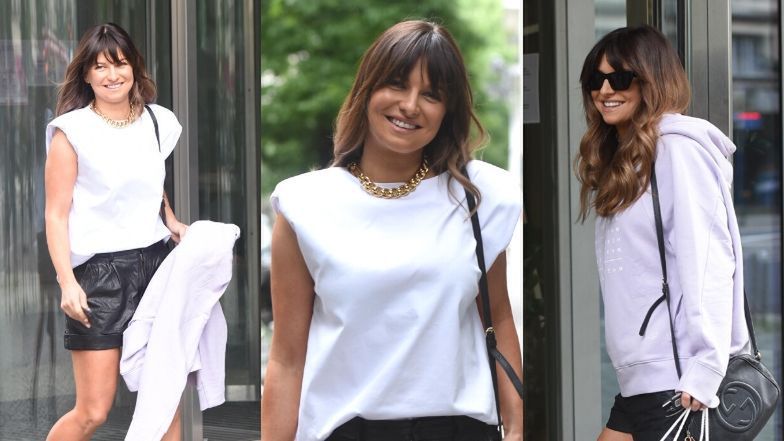 Uśmiech Anny Lewandowskiej pozdrawia paparazzi pod studiem "Dzień Dobry TVN"