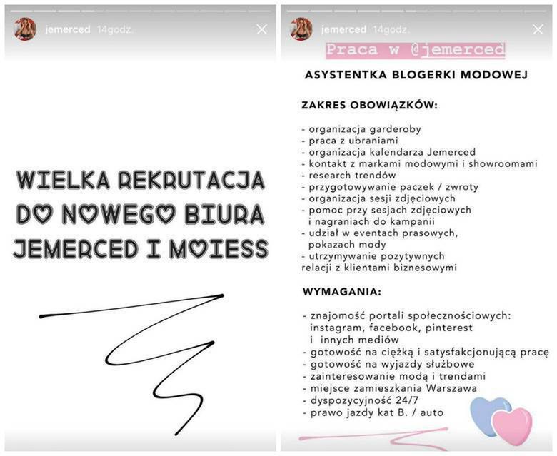 Jessica Mercedes szuka asystentki