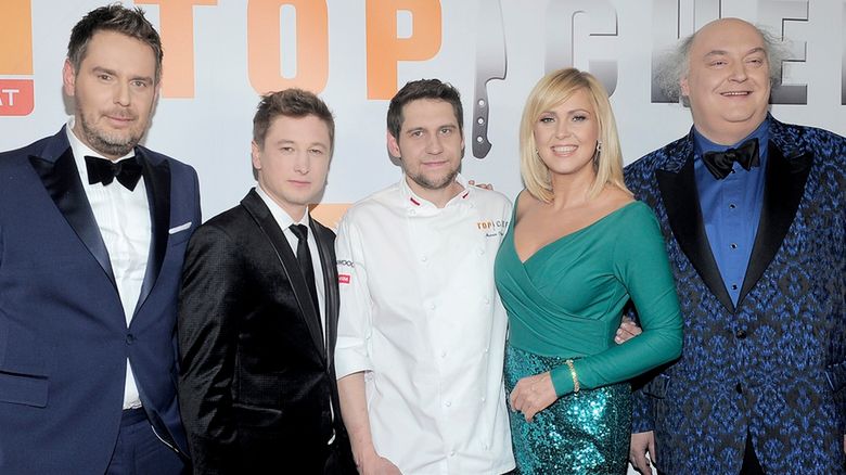 scena z: Wojciech Modest Amaro, Grzegorz Łapanowski, Marcin Przybysz, Ewa Wachowicz, Maciej Nowak, SK:, , fot. Piętka Mieszko/AKPA