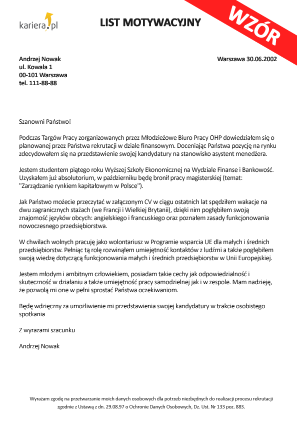 Przykłady listu motywacyjnego - praca.money.pl
