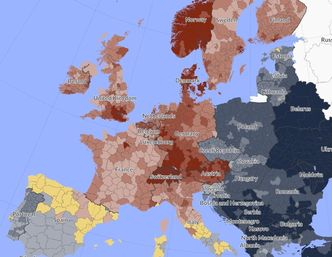 Mapa biedy i bogactwa. Tak wyglądamy na tle Europy